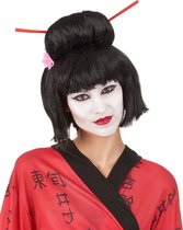 Vegaoo - Zwarte Geisha pruik voor vrouwen - Zwart - One Size