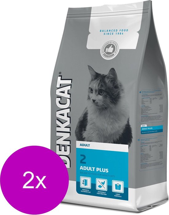 Denkacat Adult Plus - Kattenvoer - 2 x Kalkoen Vis 2.5 kg
