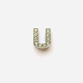 Metalen letter met zirkonia steentjes - Letter U - Personaliseer zelf