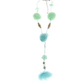 Ketting met pompons, bont en bloemetjes