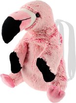 Pluche flamingo vogel rugtas/rugzak knuffel 32 cm - Flamingo vogels knuffels - Speelgoed voor kinderen