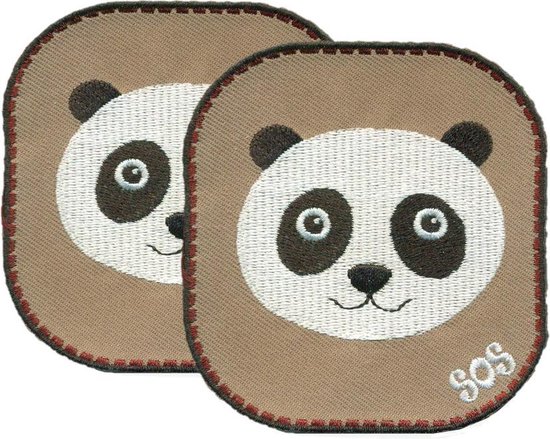 Foto: Pauline de panda patches 2 twee opstrijkjes 8cm x 7 25cm blijven vast zitten wasbeurt na wasbeurt kinderjeans oplappen short decoreren eigen design creapatch www creapatch be