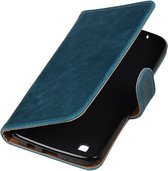 Blauw Pull-Up PU booktype wallet cover hoesje voor LG K8