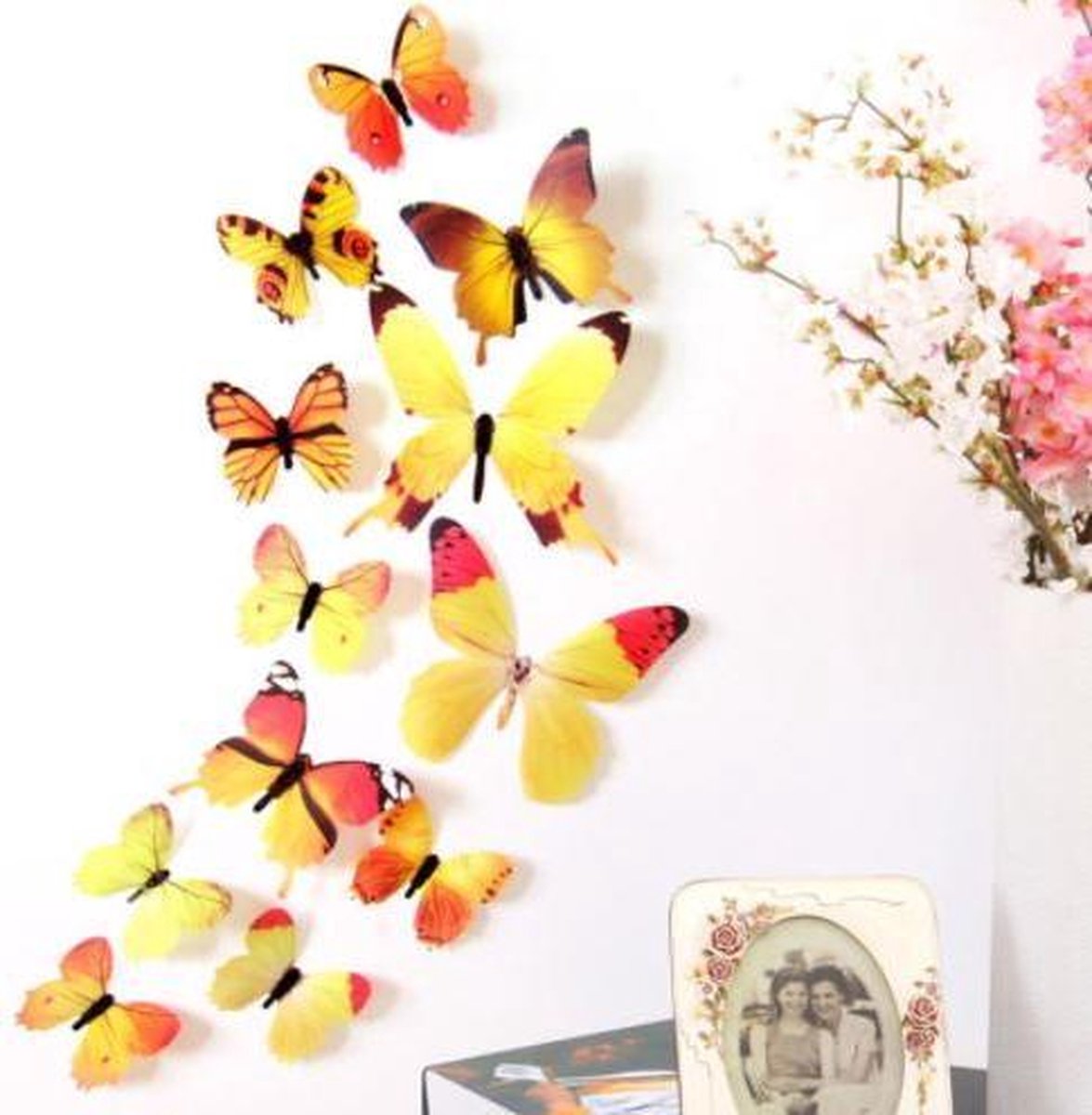 3D Vlinders Muursticker / Geel / Muurdecoratie Voor Kinderkamer / Babykamer / Slaapkamer - Vlinder Sticker Gele tinten