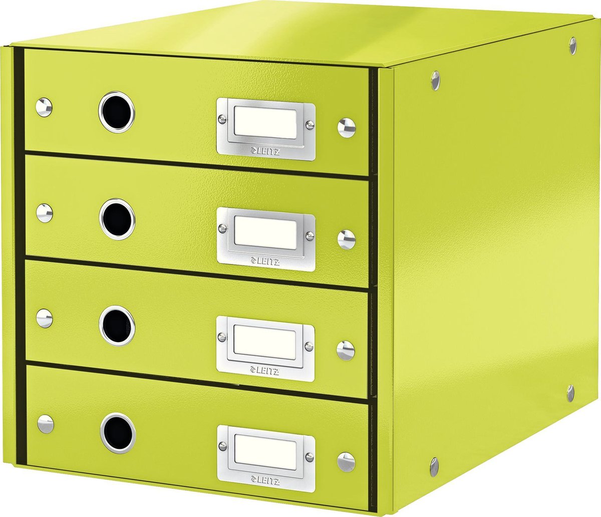 Leitz Wow Click & Store Ladekast Met 4 Laden - 81% Gerecycled Karton - Voor A4 Formaten - Ruimtebesparende Opberger - Groen