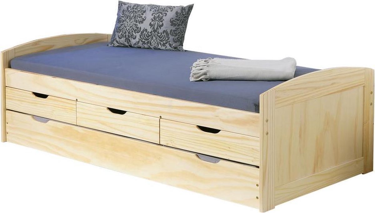 Juniorbed eenpersoonsbed Marinella grenen bed met laden