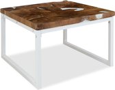 Salontafel bijzettafel tafel vierkant wit hout bruin 60x60x40cm