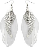 Fako Bijoux® - Boucles d'oreilles - Ressorts avec ailes - Wit