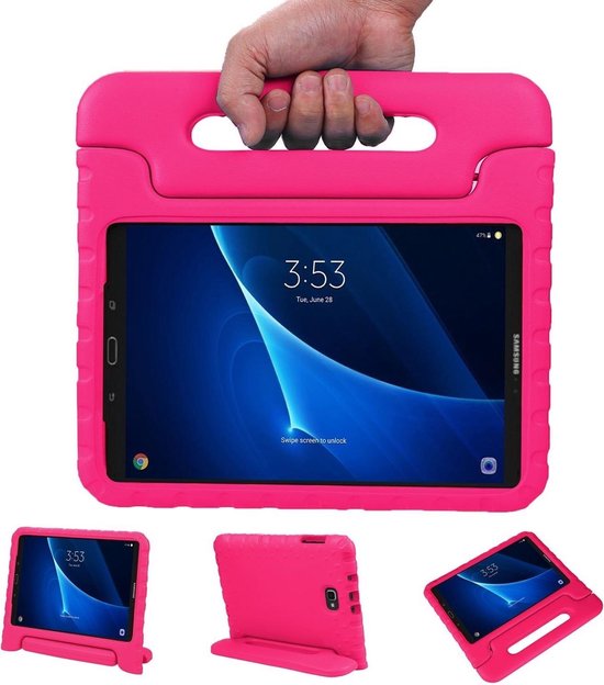 Kinderhoes Geschikt voor Samsung Galaxy Tab A 10.5 2018 Hoes Kinder Hoesje Kids Case Cover Kidsproof - Hoesje Geschikt voor Samsung Tab A 10.5 2018 Hoesje Kinder Hoes - Roze