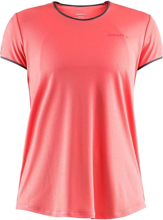CRAFT Hardloopshirt Eaze Ss Tee - Sportshirt - Dames - Dahlia/Dk Grey  Melange | bol.com