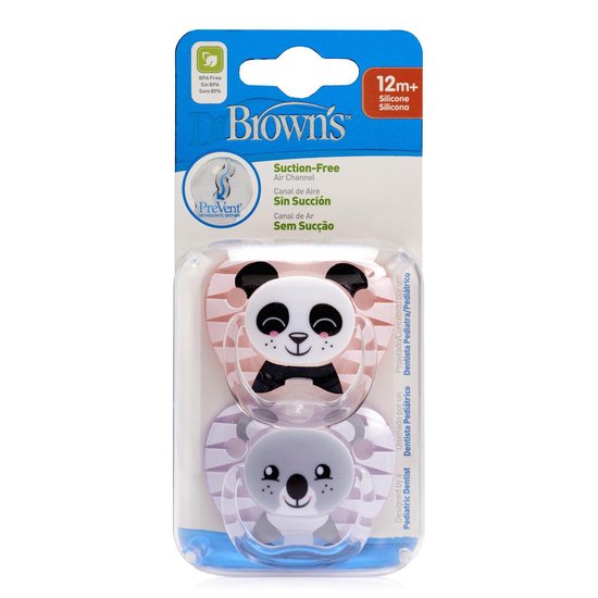 Dr Brown's Fopspeen Fase 3 Roze 2-pack animal faces | bol.com