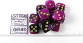 Chessex 12 x D6 Set Gemini 16mm - Black-Purple/Gold