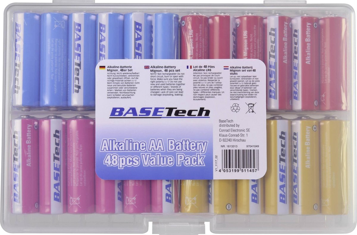 Basetech AA batterij (penlite) Alkaline 2650 mAh 1.5 V 48 stuk(s)