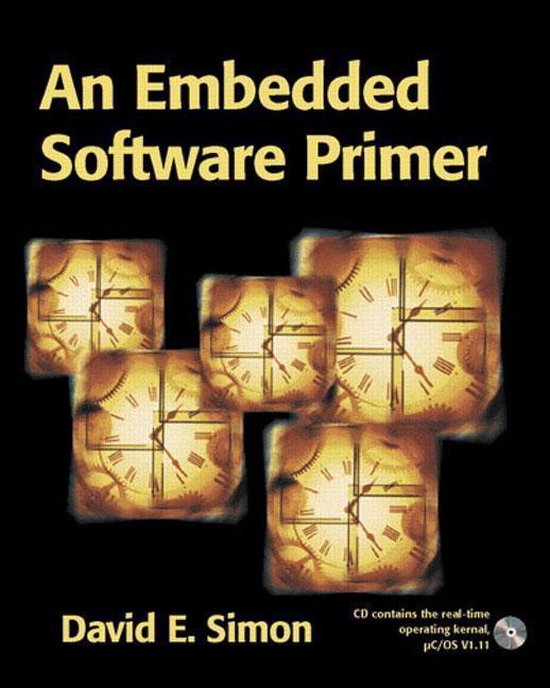 Boek 'An Embedded Software Primer' van David E. Simon met afbeeldingen van klokken. CD met µC/OS V1.11.
