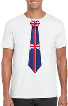 Wit t-shirt met Engeland vlag stropdas heren 2XL