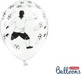 Ballonnen 30cm, Footballer and balls, Pastel Pure wit (1 zakje met 6 stuks)