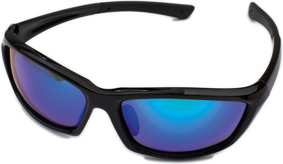 PolarPower visbril – blauw zwart spiegelglas – antislip flexibel