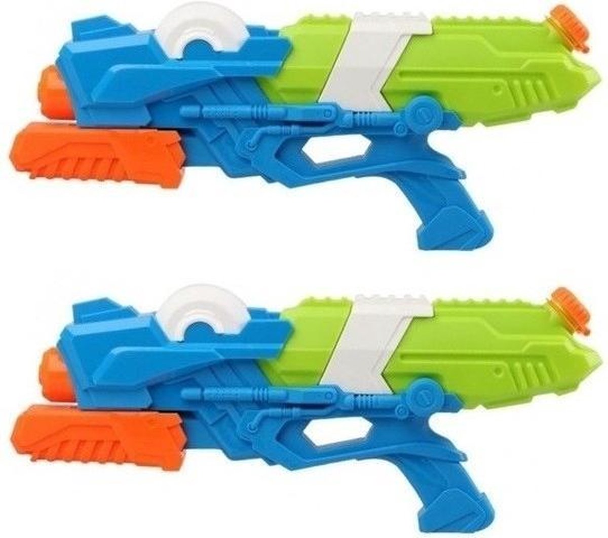 2x Waterpistolen met pomp blauw/groen 41 cm - Speelgoed watergeweren - Waterguns