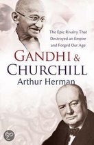 Boek kaft met portretten van Gandhi en Churchill, titel 'Gandhi & Churchill'.