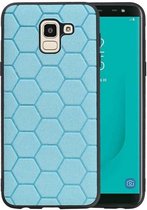 Hexagon Hard Case - Telefoonhoesje - Backcover Hoesje - achterkant hoesje - Geschikt voor Samsung Galaxy J6 - Blauw
