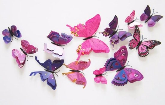 Dubbele paarse 3D-vlinders