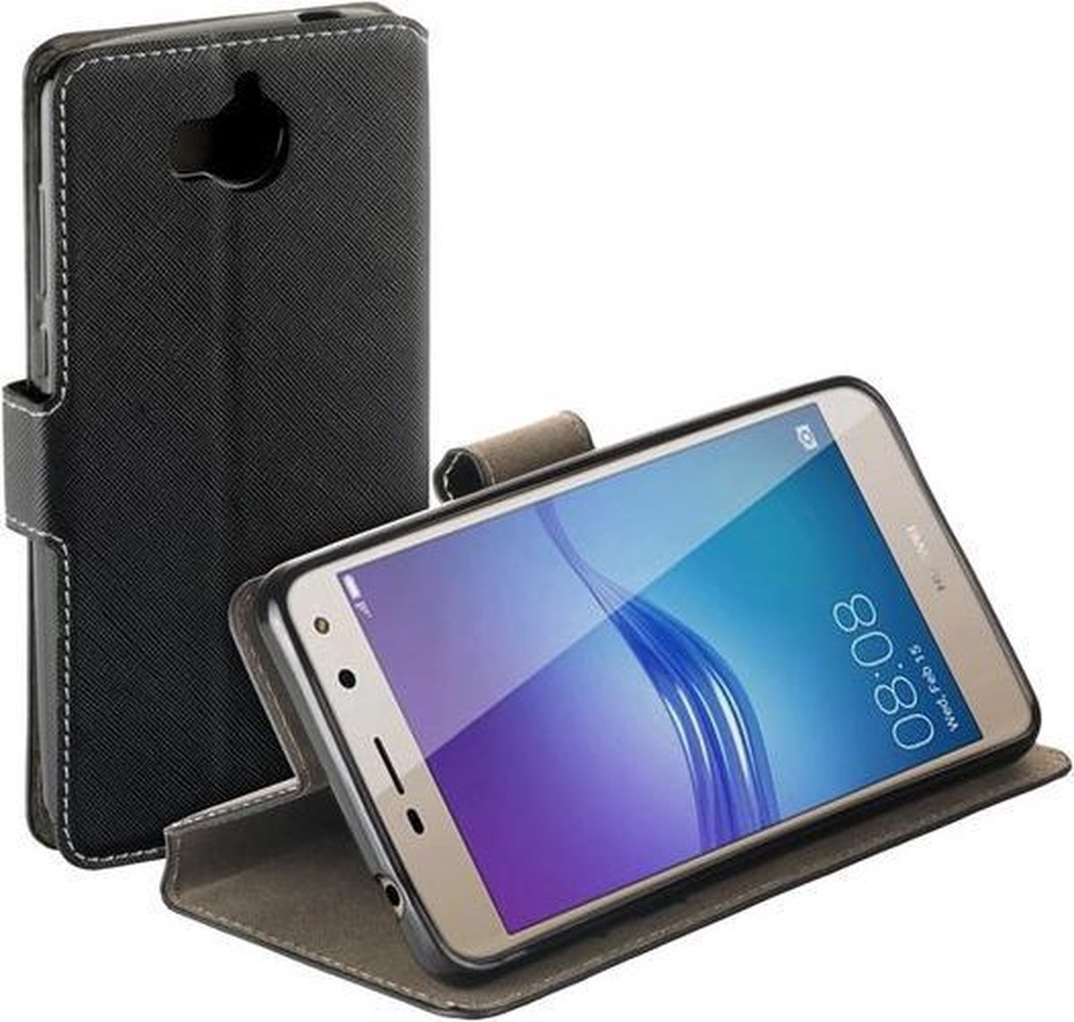 Zwart Bookstyle Y Wallet Case Hoesje Geschikt voor Huawei Y6 2017