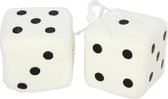 Race Sport Spiegelhanger Pluche Dobbelstenen 7 X 7 X 7 Cm Wit