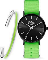 Colori XOXO 5 COL550 Horloge Geschenkset met Armband - Nato Band - Groen - ø 36 mm
