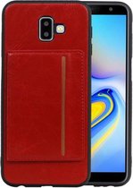 Staand Back Cover 1 Pasjes voor Galaxy J6 Plus Rood