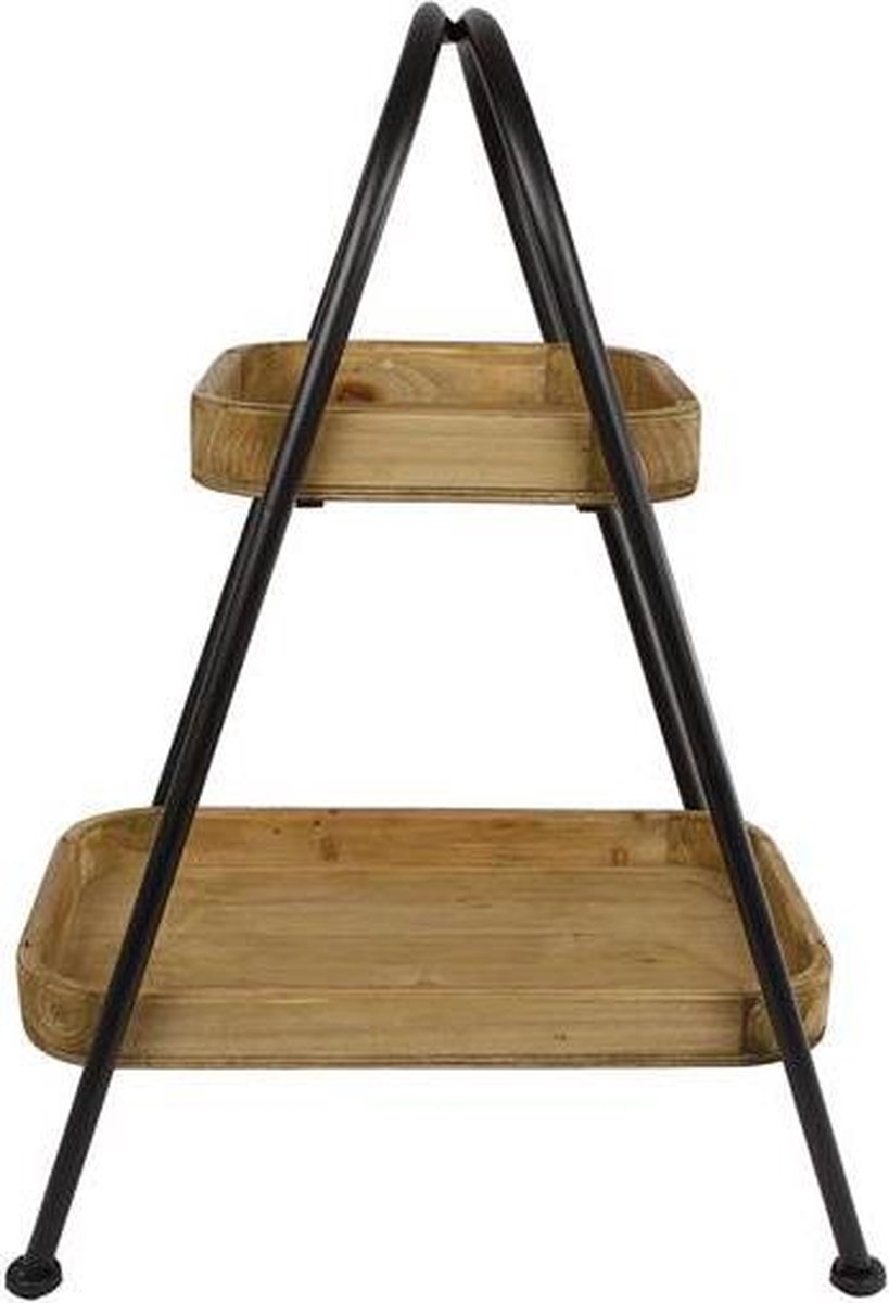 Etagere hout/metaal 2delig 48x34x68cm