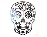 Prachtige sierlijke wanddecoratie - Sugar Skull - kleurrijk staal - 68cm
