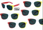 12x Bril blues brother rood/wit/geel