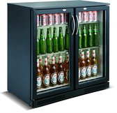 Horeca Drank Bar Koeling 2 Glasdeuren Zwart | 198 Liter