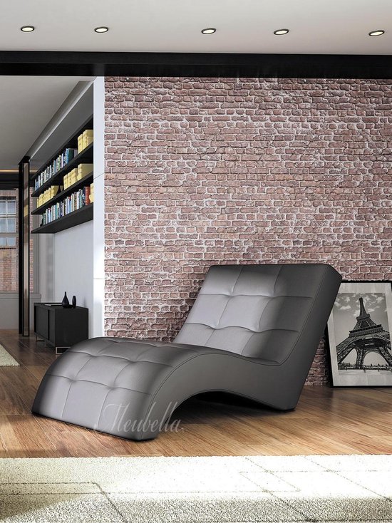 Chaise longue Lauren Zwart Leer ACTIE