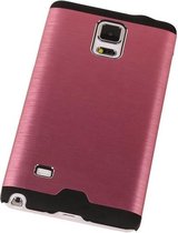Aluminium Metal Hardcase Samsung Galaxy Note 4 Roze - Back Cover Case Bumper Cover