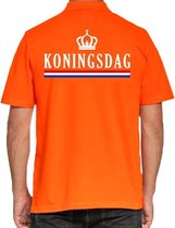 Koningsdag poloshirt / polo t-shirt met kroon oranje voor heren - Koningsdag kleding/ shirts S