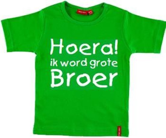 T-shirt | Hoera! ik word grote broer | groen | maat 110/116 | bol.com