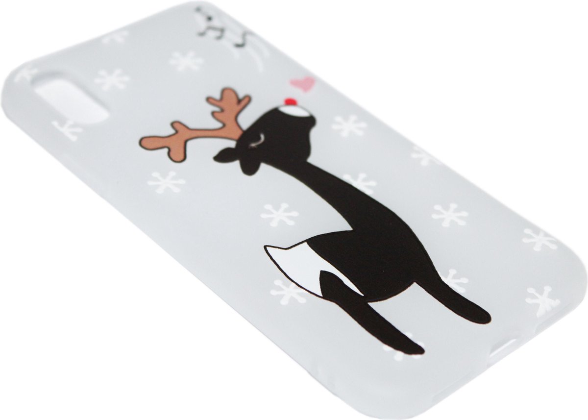 Kerst rendier met sneeuw siliconen hoesje Geschikt voor iPhone XS Max