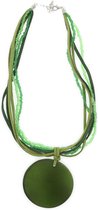 Behave® ketting groen met ronde schelp hanger 45 cm