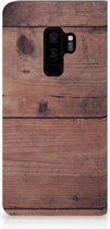 Geschikt voor Samsung Galaxy S9 Plus Uniek Standcase Hoesje Old Wood