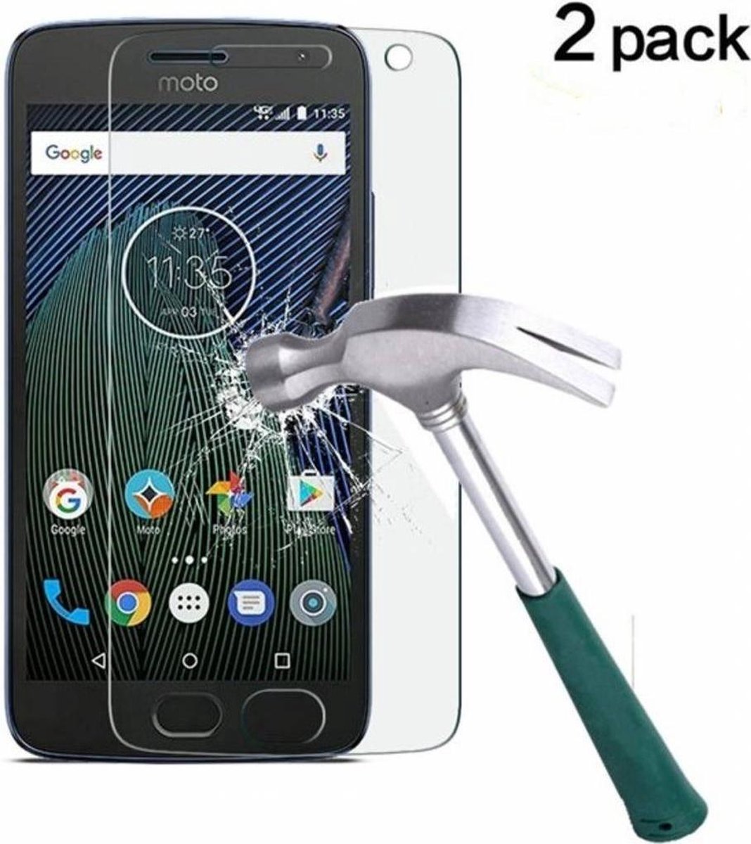 2 Pack - Geschikt voor Moto G5 Plus 2017 Glazen tempered glass / Screenprotector (0.3mm)