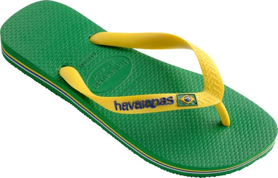 Havaianas Brasil Logo Slippers Slippers - Maat 41/42 - Unisex - groen/geel/blauw  | bol.com