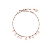 Furore - FJ 2312 - armbandje - hangende bedeltjes - klein - 20cm - stainless steel - rosé goud