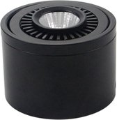 LED Downlight - Professionele Verstelbare Opbouw COB Spot Light Rond Hoog 9W – Warm wit 3500K - Mat Zwart Aluminium - Ø87mm