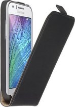 Zwart Lederen Flip case case Telefoonhoesje Samsung Galaxy J1