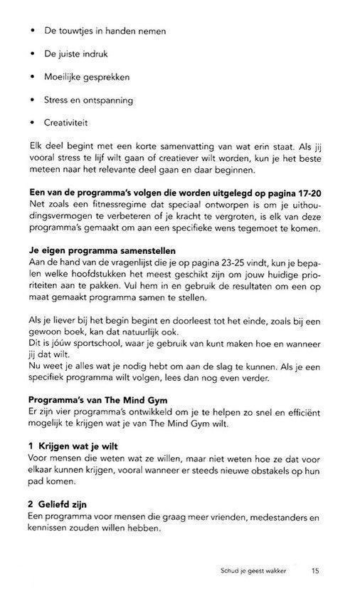 Pagina met tekst over de programma's van 'The Mind Gym', inclusief de voordelen en hoe deze te volgen.
