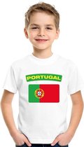 T-shirt met Portugese vlag wit kinderen M (134-140)