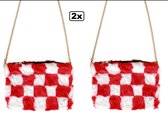 2x Tasje rood/wit geblokt