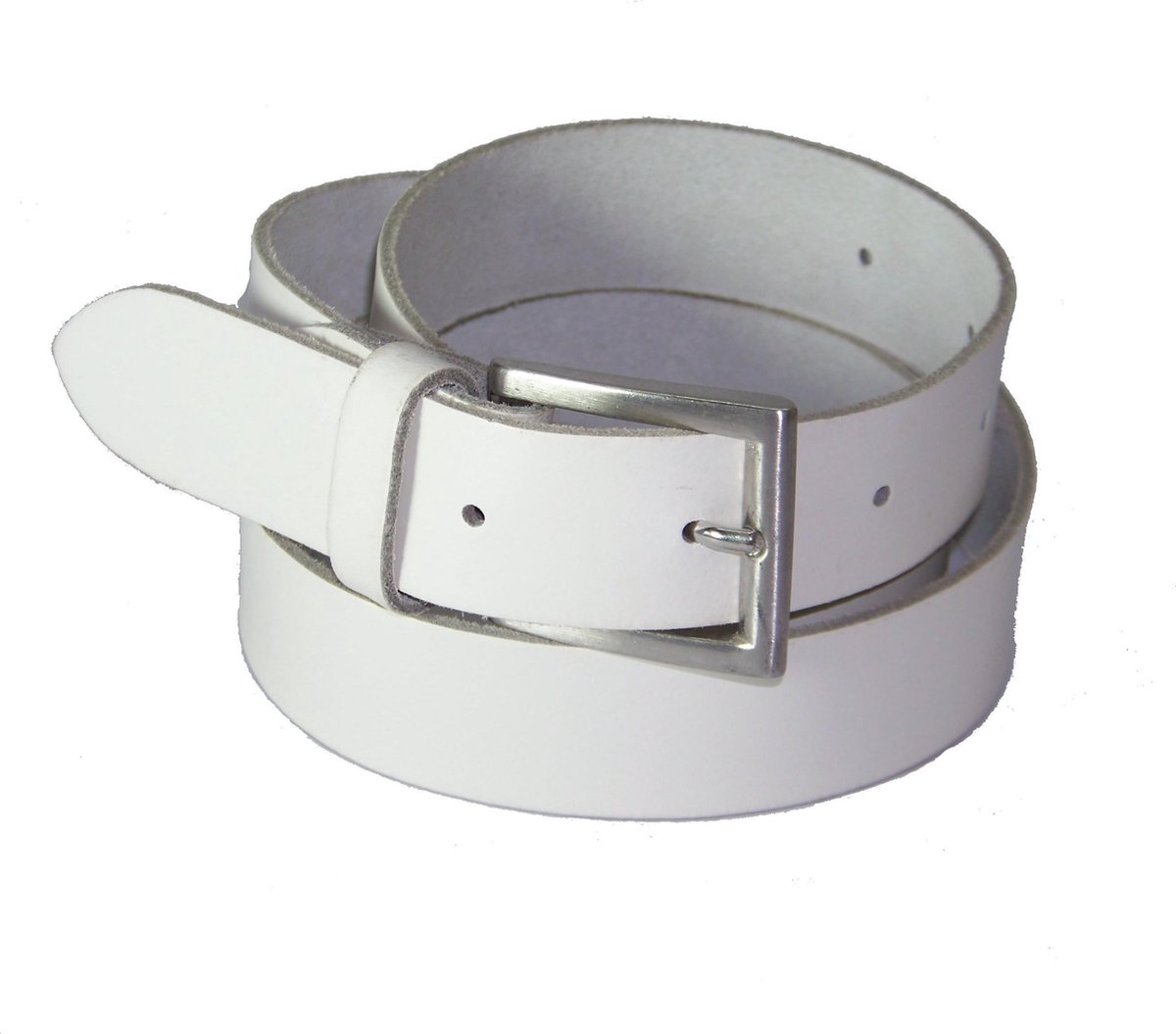 100% Leren Riem, 3 cm. Breed, maat 115 cm. Totale lengte 130cm, wit.
