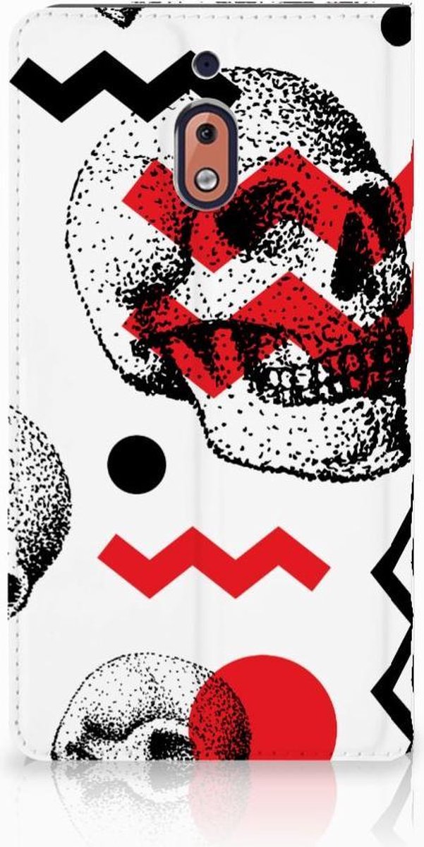 Mobiel BookCase Nokia 2.1 2018 Skull Red